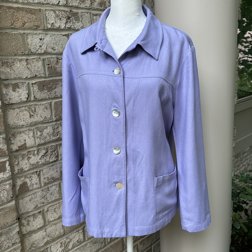 Talbots Periwinkle Linen Blend Jacket Blazer - Petite L